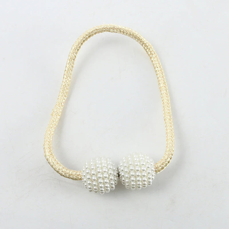 Magnetic Curtain Buckle Tieback – Beaded Hanging Ball Curtain Clip (1 Pair, Random Color)