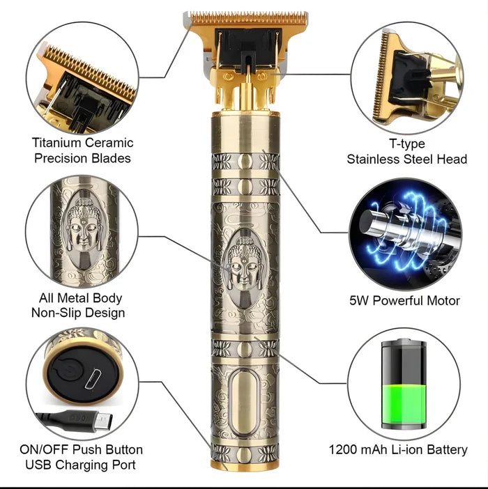 Vintage T9 Hair Trimmer – Metal Body Professional Clipper for Men