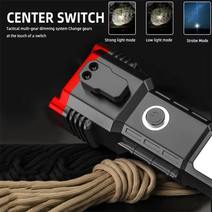 Rechargeable LED Torch Light – Power Bank & Tactical Hammer