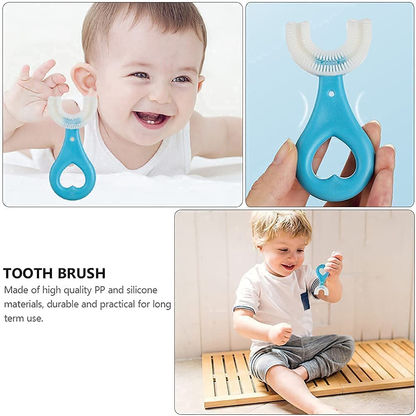 (Without Box)1 PC - 360 Degree U-Shaped Baby Toothbrush Children Child Toothbrush Teethers Baby Brush Silicone Kids Teeth Oral Care Cleaning (random color)