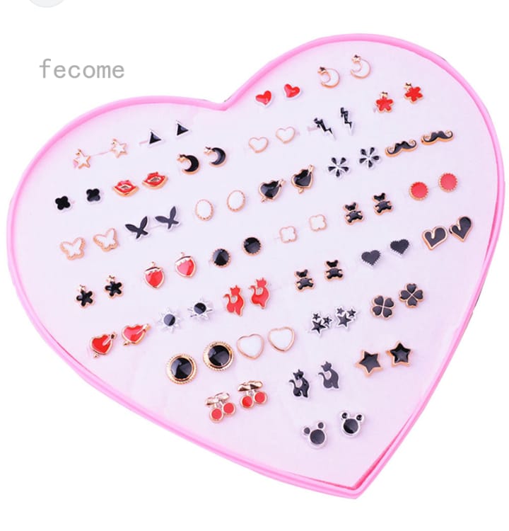 36 Pairs Of Random Beautiful Ear studs Silicon Back With Back Stopper