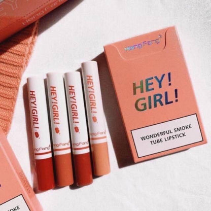 4-in-1 Trending Lipstick Set – Cigarette-Shaped Matte Lipsticks, Long-Lasting, Easy to Apply, Non-Sticky & Fade-Resistant Lip Gloss for Makeup Lovers