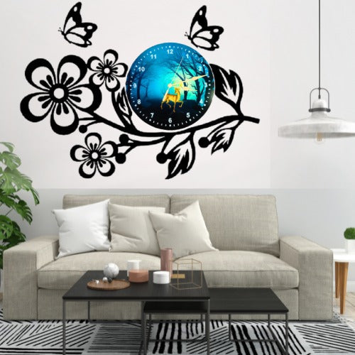 3D Wooden Flower Clock With Esthetic Dial Wall Clock | Best Quality Wall Clock For Home Decor | Home Decor Clock 25 inch - With Light