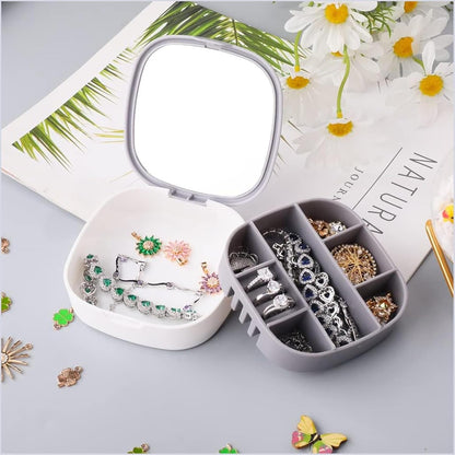 Small Jewellery Box, Jewellery Box, Portable Jewellery Box, Girls' Earrings, Cut Necklace Box, Can Be Placed in the Bag of the Bag at Home (Pink Or Silver Colors) (Random Colors)