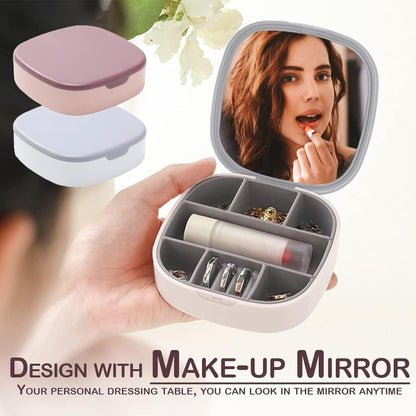 Small Jewellery Box, Jewellery Box, Portable Jewellery Box, Girls' Earrings, Cut Necklace Box, Can Be Placed in the Bag of the Bag at Home (Pink Or Silver Colors) (Random Colors)