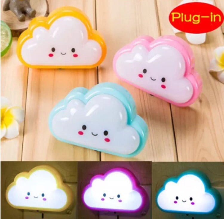 Smiley Cloud Plug-In LED Night Light – Soft Warm Glow Baby Lamp, Kids Night Light for Bedroom & Nursery (Random Color)