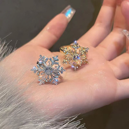 Sparkling Flower Rotating Ring – Adjustable Elegant Spinning Ring for Women & Girls, Fashion Jewelry (QUJ-109 ) - Golden