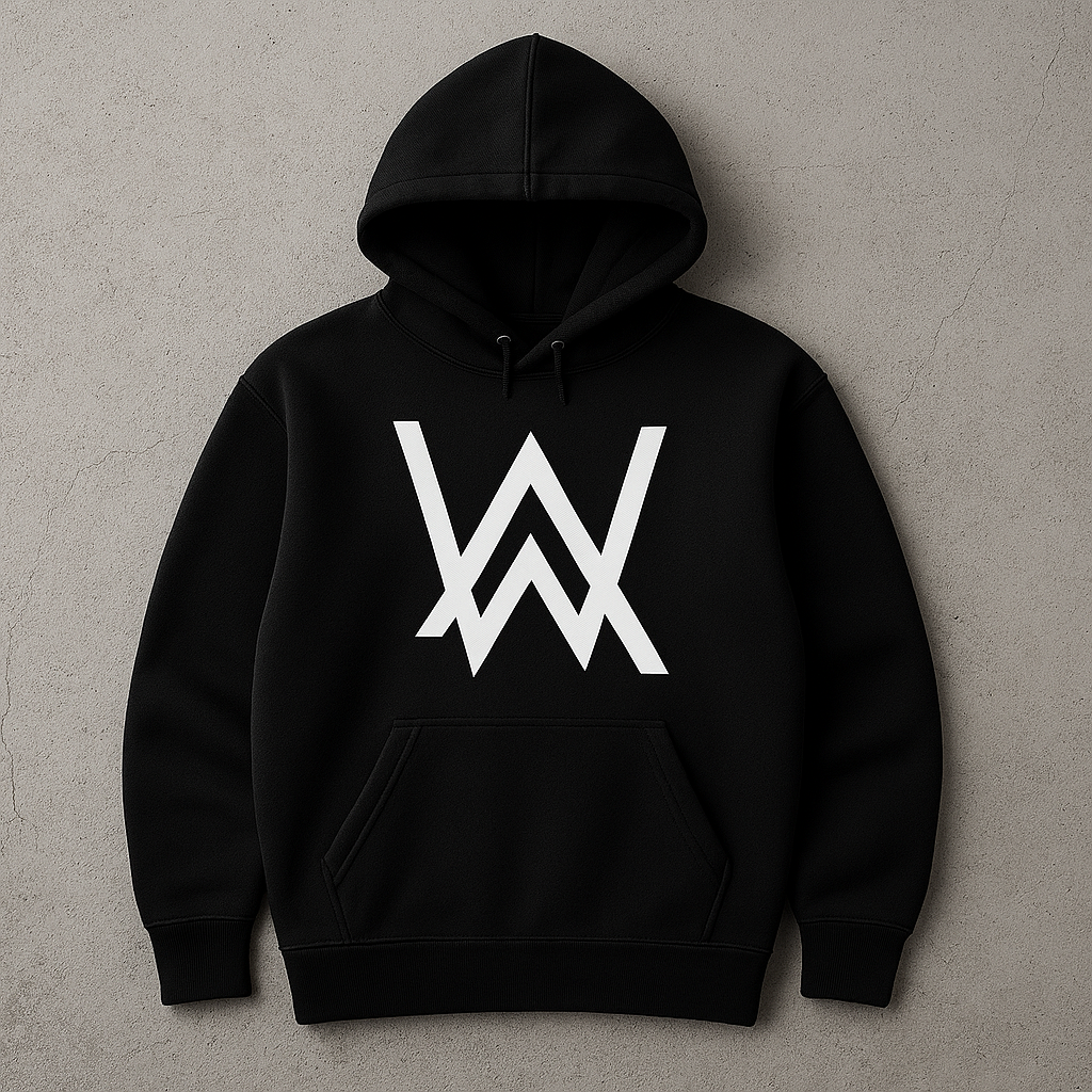 New Summer Collection Full Black Hoodie with WA Print for Men and Boys – Comfortable, Fashionable & Casual Wear - Large