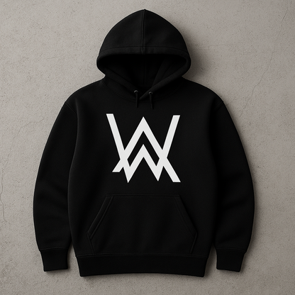 New Summer Collection Full Black Hoodie with WA Print for Men and Boys – Comfortable, Fashionable & Casual Wear - Large