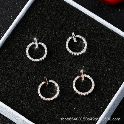 ZVT-168 Circle Zircon Korean Earrings-Golden