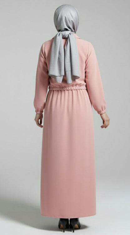 Stylish 2 Piece Set Long Frock Maxi Dress With Matching Zipper Jacket Premium Quality