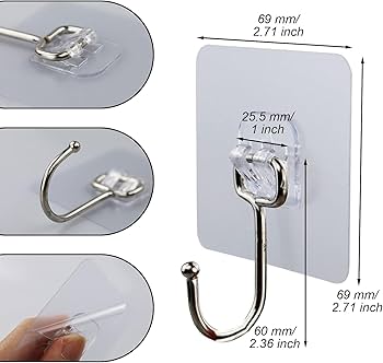 Transparent Self-Adhesive Wall Hooks Sticker – Strong Hold, No Drill, Damage-Free Hanging - Pack of 10