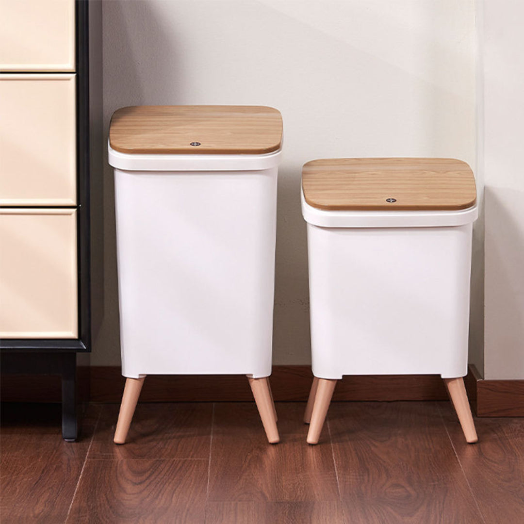 Royal Wooden Trash Bin with Lid | Minimalist Dustbin for Kitchen, Bedroom & Office Black 12L