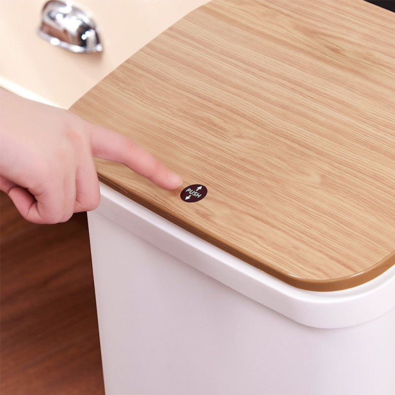 Royal Wooden Trash Bin with Lid | Minimalist Dustbin for Kitchen, Bedroom & Office Black 12L