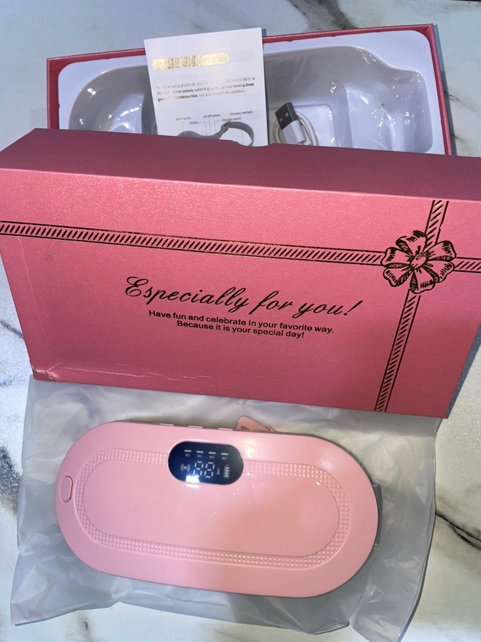 Portable Menstrual Heating Pad Belt for Women – Electric Period Pain Relief Massager with 3 Heat Levels & 4 Massage Modes - With Box