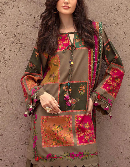 Trendy All-Over Digital Print Swiss Lawn 3 Piece Unstitched Dress with Soft Chiffon Dupatta – Lawn Collection 2026