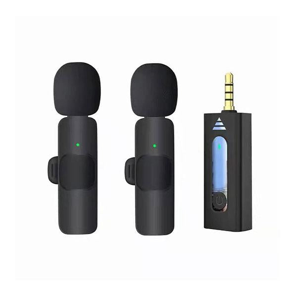 K35 Wireless Single Microphone – High-Quality 2.4GHz Lapel Mic Set with 3.5mm Receiver for Mobile Phones, Cameras, Speakers & Vlogging (Double Mic)