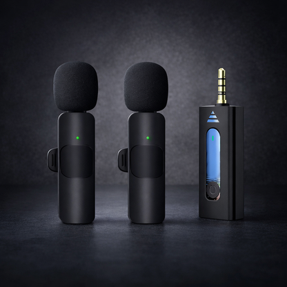 K35 Wireless Single Microphone – High-Quality 2.4GHz Lapel Mic Set with 3.5mm Receiver for Mobile Phones, Cameras, Speakers & Vlogging (Double Mic)