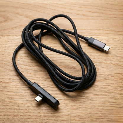 240W Ultra Fast USB-C to USB-C Charging Cable with Built-in Foldable Phone Stand – Premium Braided Data Cord