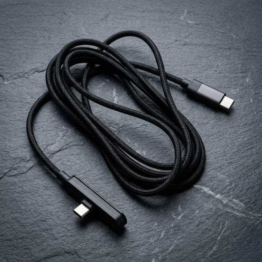 240W Ultra Fast USB-C to USB-C Charging Cable with Built-in Foldable Phone Stand – Premium Braided Data Cord