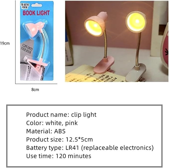 Mini Book Light With Clip – Cute Retro Night Lamp with 360° Flexible Gooseneck & Portable Reading Light for Bed
