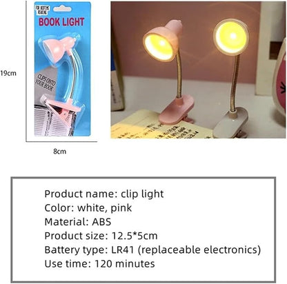 Mini Book Light With Clip – Cute Retro Night Lamp with 360° Flexible Gooseneck & Portable Reading Light for Bed