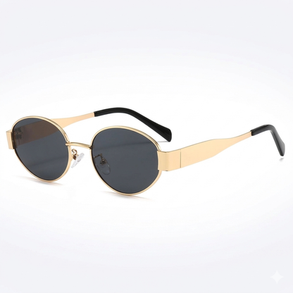 Gold Oval Metal Frame Sunglasses | Retro Fashion Women's Eyewear