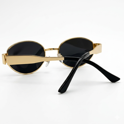 Gold Oval Metal Frame Sunglasses | Retro Fashion Women's Eyewear