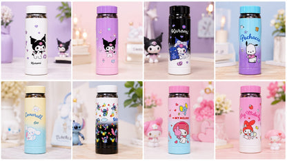 Premium Cartoon Print Stainless Steel Water Bottle – Double-Wall Vacuum Insulated Cute Character Flask - Random Color - 1000ml