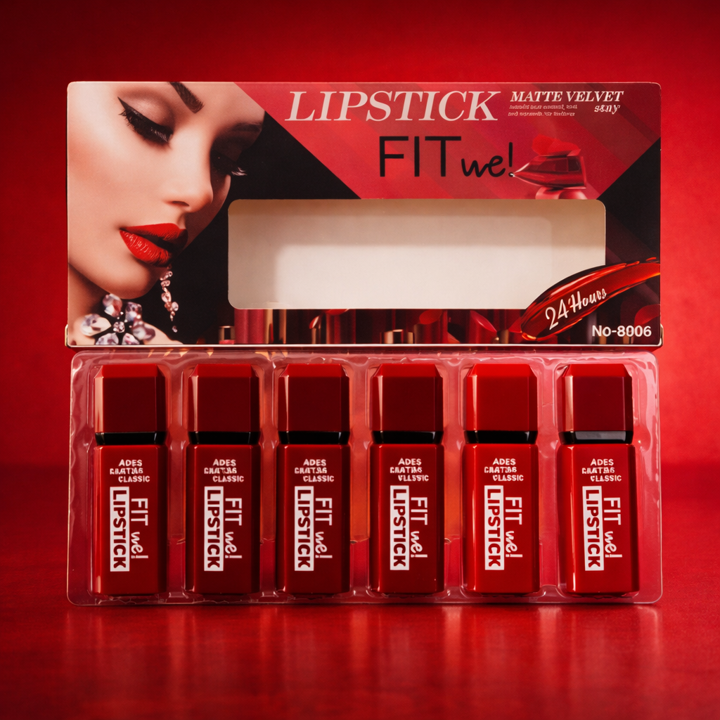 6 Pcs Matte Velvet Lipstick Set – Creamy Long Lasting Lip Color Collection | Shades of Red
