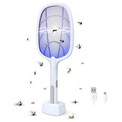 Rechargeable Mosquito Racket with Stand | Electric Insect Killer Bat