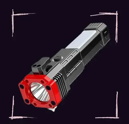 Rechargeable LED Torch Light – Power Bank & Tactical Hammer