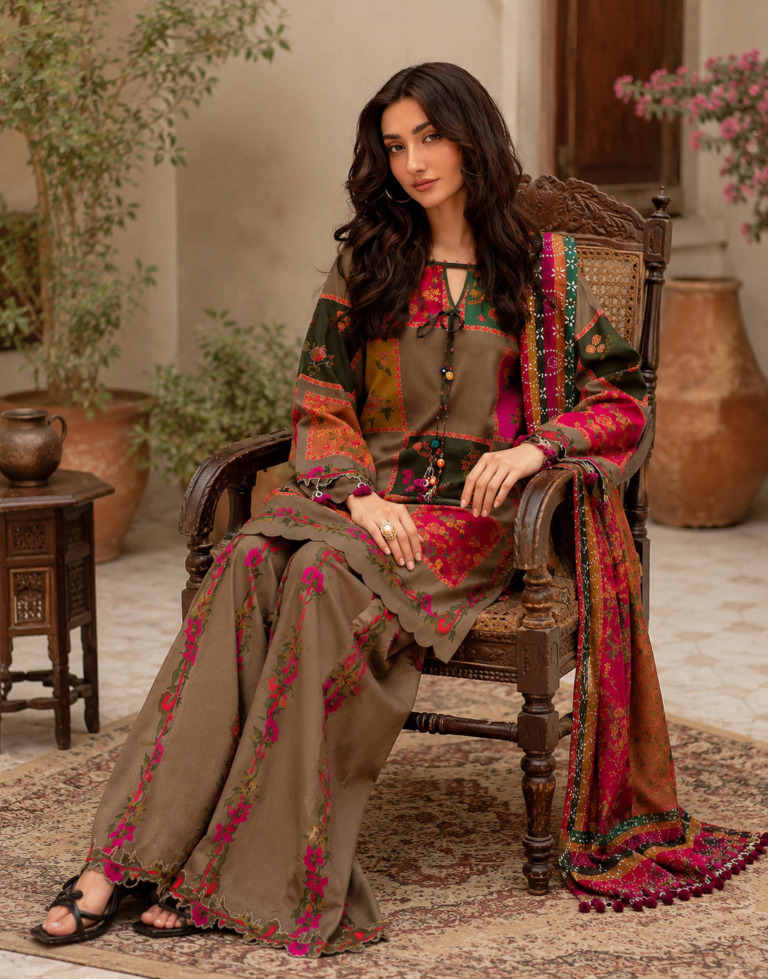 Trendy All-Over Digital Print Swiss Lawn 3 Piece Unstitched Dress with Soft Chiffon Dupatta – Lawn Collection 2026