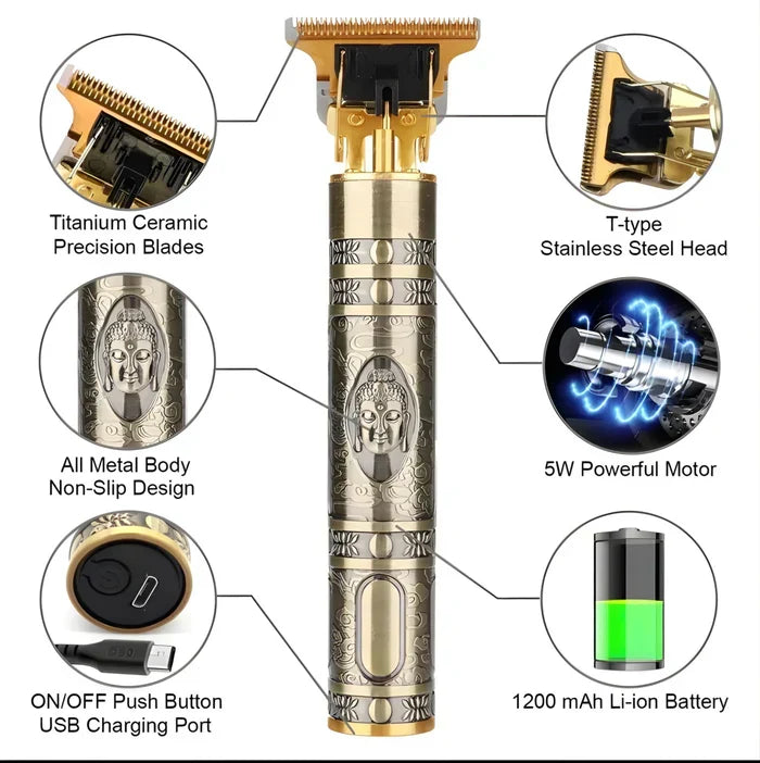 Vintage T9 Hair Trimmer – Metal Body Professional Clipper for Men