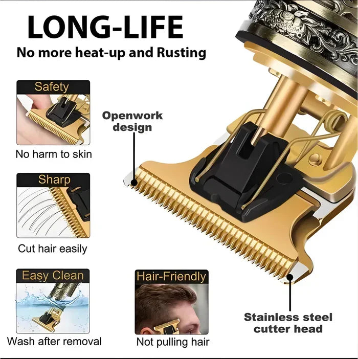 Vintage T9 Hair Trimmer – Metal Body Professional Clipper for Men