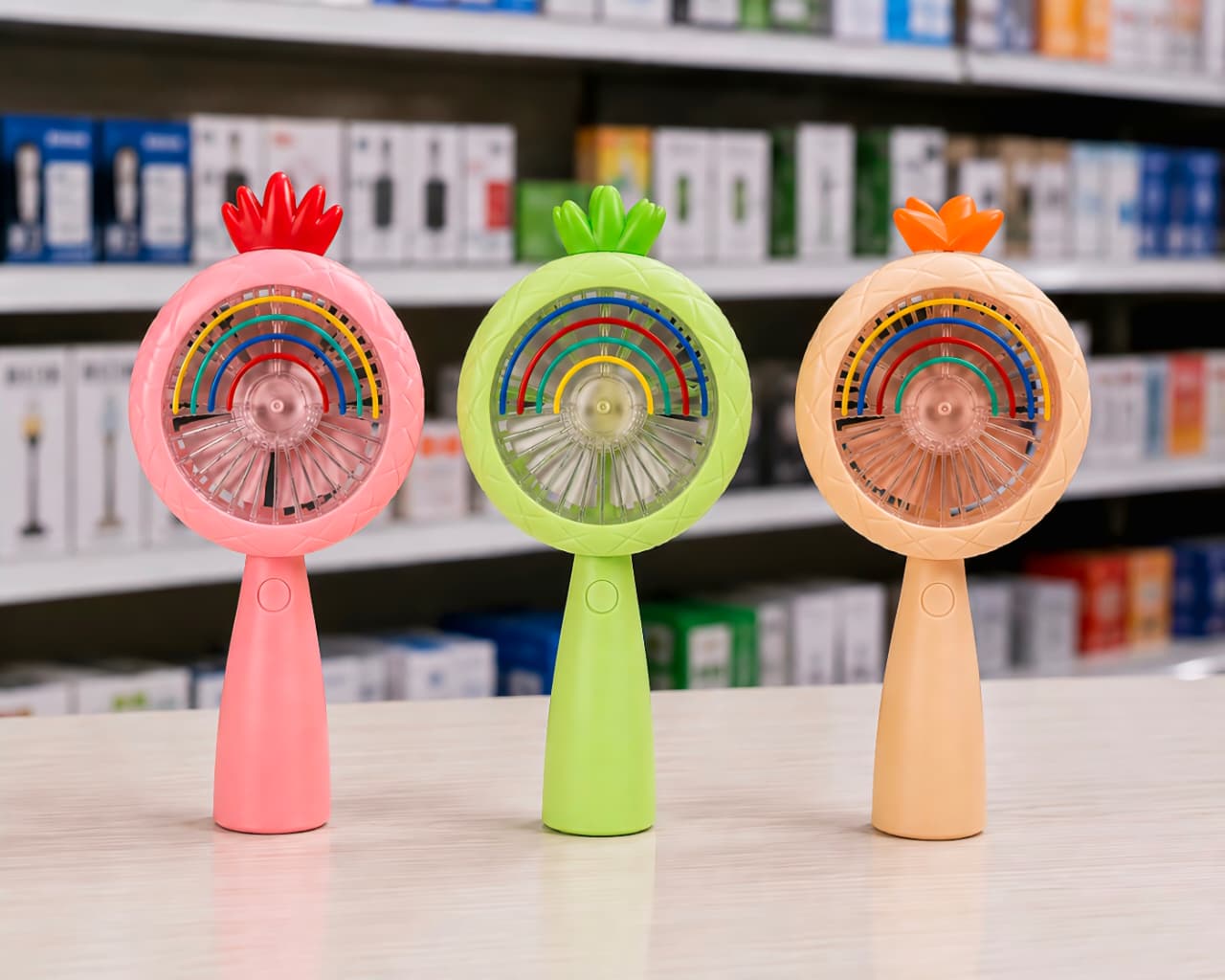 Rainbow LED Mini Fan – USB Rechargeable Handheld Fan
