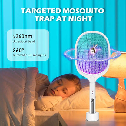 Rechargeable Mosquito Racket with Stand | Electric Insect Killer Bat