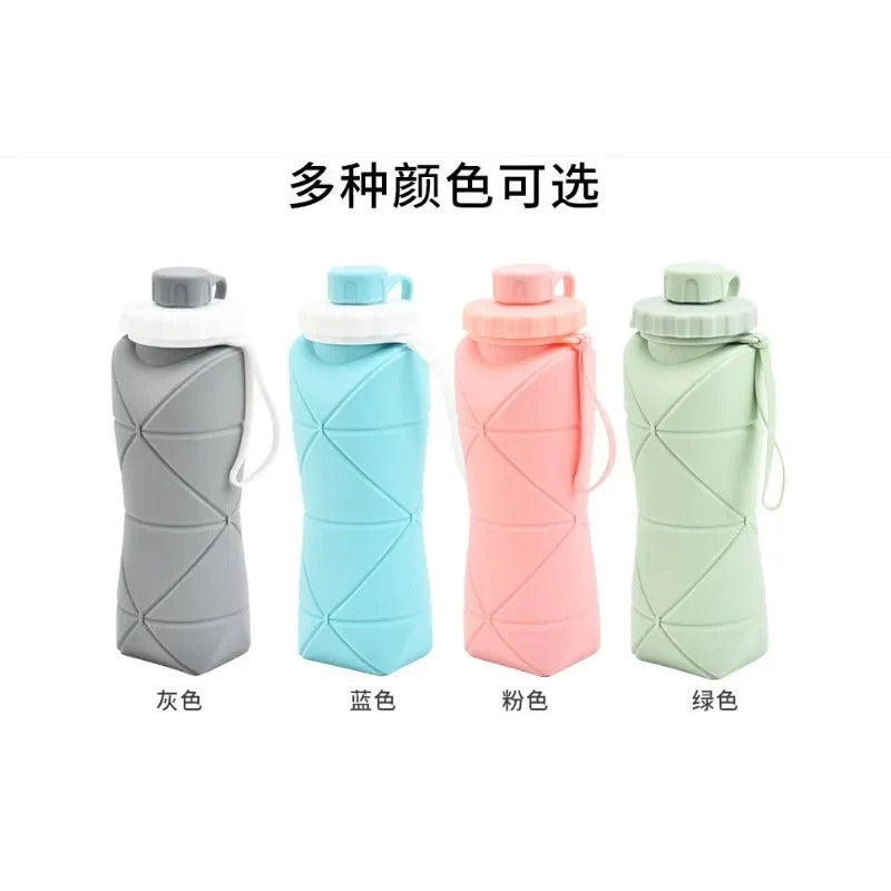 Silicone Foldable Water Bottle 600ml | Portable Pocket Size Collapsible Travel Bottle (Random Color)