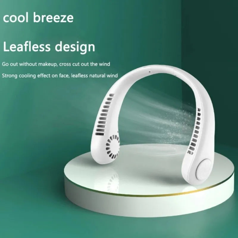 Mini Neck Portable No Bladeless Hanging Neck Rechargeable Air Cooler Mini Summer Sport Fan (Random Colors)