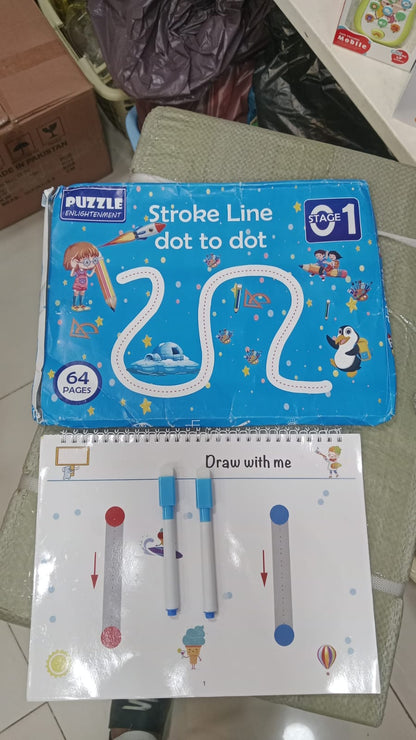 Magical Tracing Workbook Set for Kids – Reusable Learning to Write Alphabet, Numbers & Line Tracing Practice Book with Magic Pen
