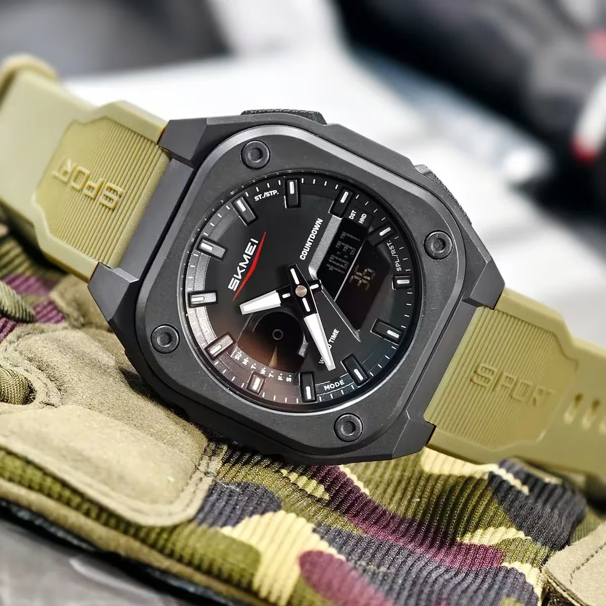 SKMEI Original Men's World Timer Watch – Premium Analog-Digital Sports Chronograph with Heavy-Duty Silicone Strap
