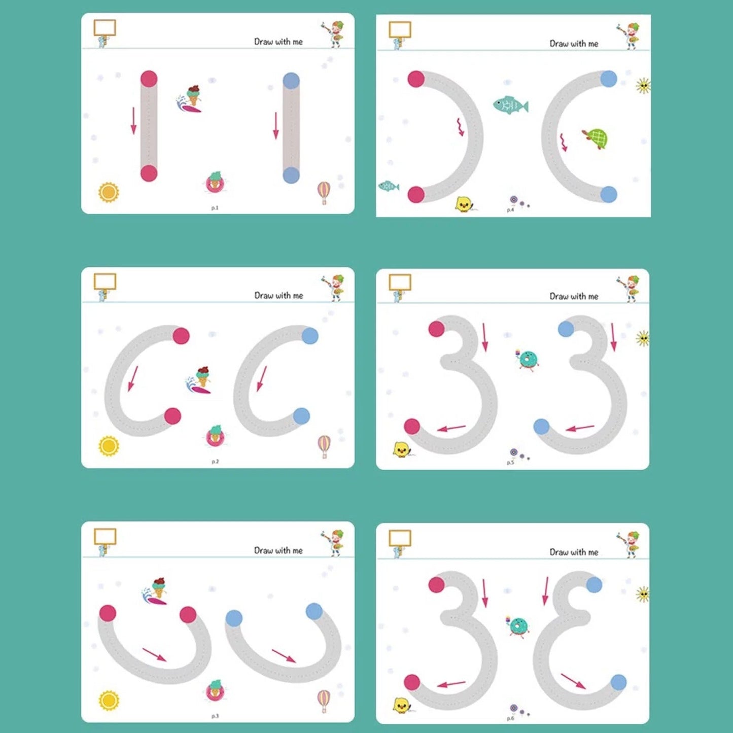 Magical Tracing Workbook Set for Kids – Reusable Learning to Write Alphabet, Numbers & Line Tracing Practice Book with Magic Pen