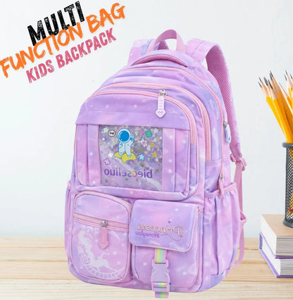 Princess Dream Rainbow School Backpack – Large Capacity Ergonomic Pastel Book Bag for Girls (44×31×13 cm)