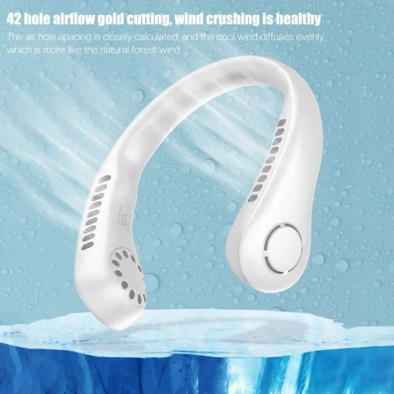 Mini Neck Portable No Bladeless Hanging Neck Rechargeable Air Cooler Mini Summer Sport Fan (Random Colors)